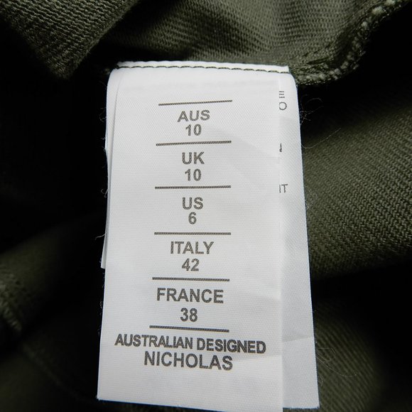 NICHOLAS Ashton Belted Drill Mini DRESS Size 6 Moss Green Twill Cotton NEW - Picture 6 of 10